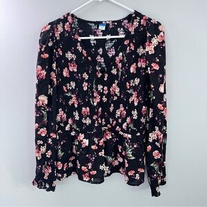 Old Navy floral print smocked peplum blouse size large nwot